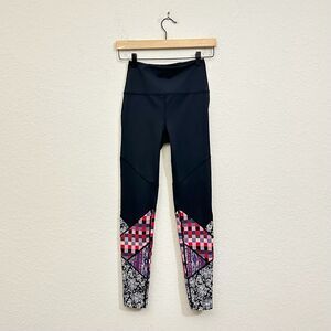 FREE PEOPLE MOVEMENT Daredevil Leggings Black Geometric High Rise
